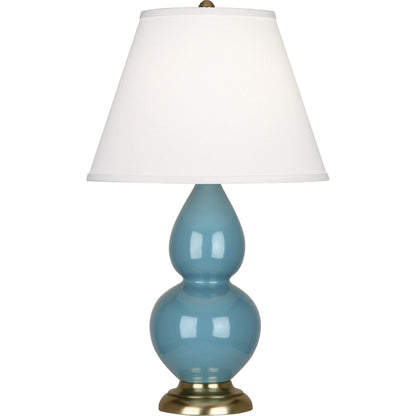 Robert Abbey  Steel Blue Small Double Gourd Accent Lamp in Steel Blue Glazed Ceramic with Antique Brass Finished Accents OB10X