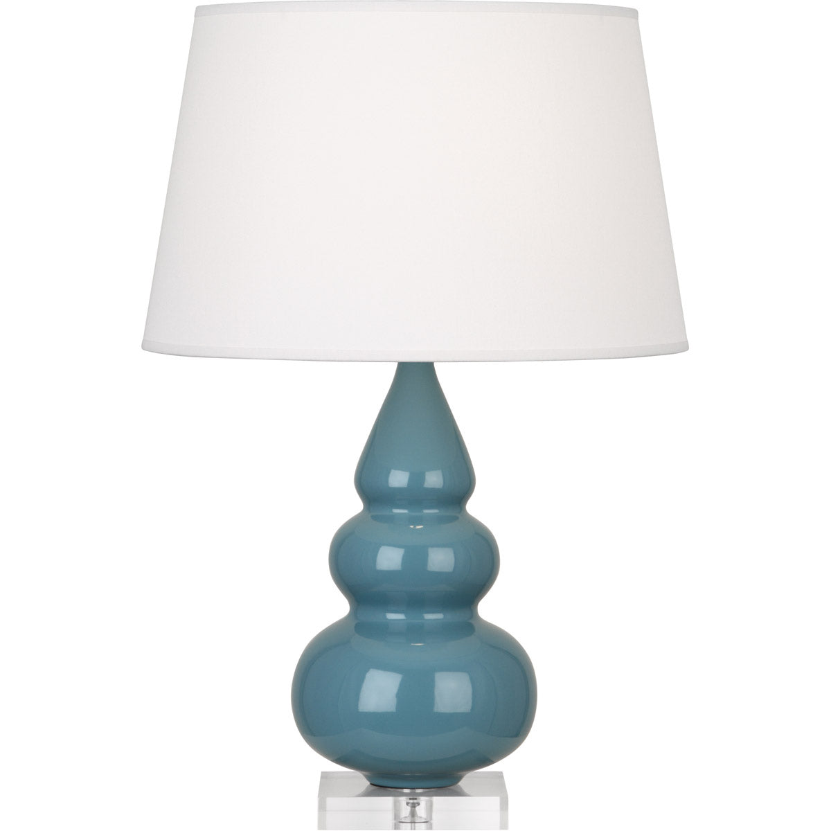 Robert Abbey  Steel Blue Small Triple Gourd Accent Lamp in Steel Blue Glazed Ceramic with Lucite Base OB33X