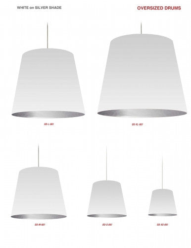 Dainolite 1 Light Tapered Drum Pendant with White on Silver Shade OD-L-691