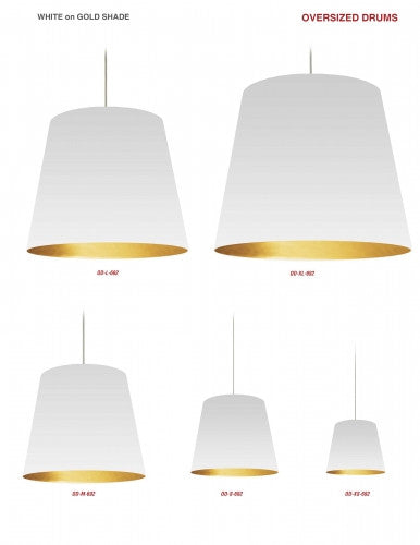 Dainolite 1 Light Tapered Drum Pendant with White on Gold Shade OD-L-692