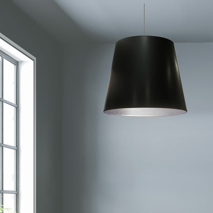 Dainolite 1 Light Tapered Drum Pendant with Black on Silver Shade OD-L-697