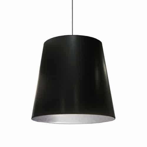 Dainolite 1 Light Tapered Drum Pendant with Black on Silver Shade OD-L-697