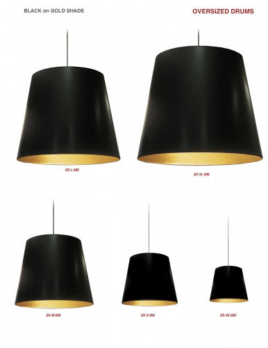 Dainolite 1 Light Tapered Drum Pendant with Black on Gold Shade OD-L-698