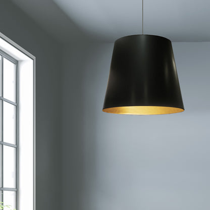 Dainolite 1 Light Tapered Drum Pendant with Black on Gold Shade OD-L-698