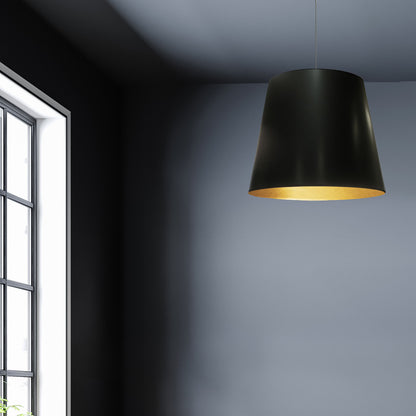 Dainolite 1 Light Tapered Drum Pendant with Black on Gold Shade OD-M-698