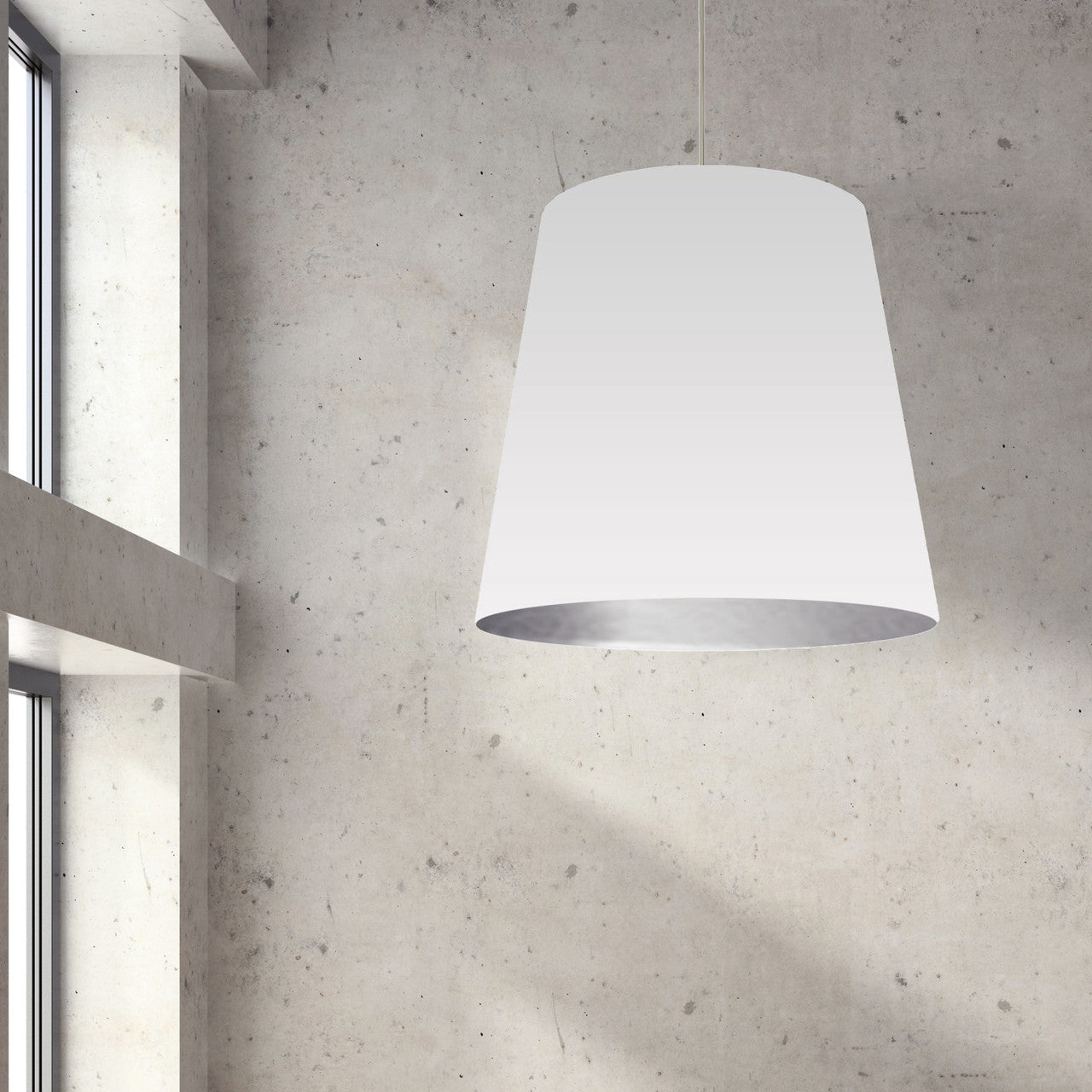 Dainolite 1 Light Tapered Drum Pendant with White on Silver Shade OD-XL-691