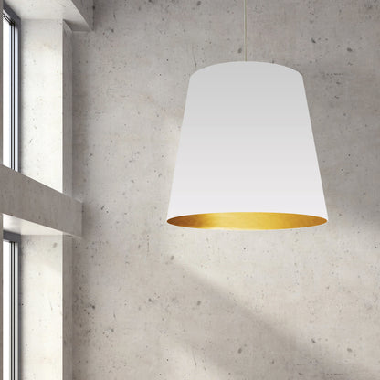 Dainolite 1 Light Tapered Drum Pendant with White on Gold Shade OD-XL-692