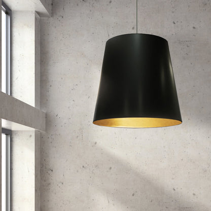 Dainolite 1 Light Tapered Drum Pendant with Black on Gold Shade OD-XL-698