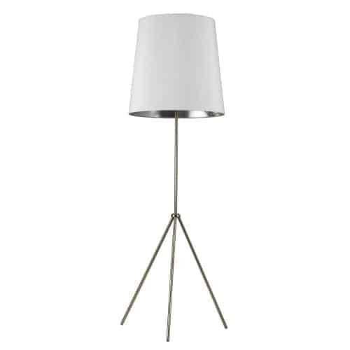 Dainolite 3 Leg Tapered Drum Floor Lamp, Satin Chrome OD3-F-691-SC