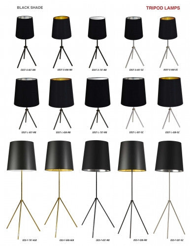 Dainolite 3 Leg Tapered Drum Floor Lamp, Matte Black OD3-F-697-MB