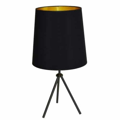 Dainolite 1 Light 3 Leg Drum Table Fixture w/Black-Gold Shade OD3T-L-698-MB