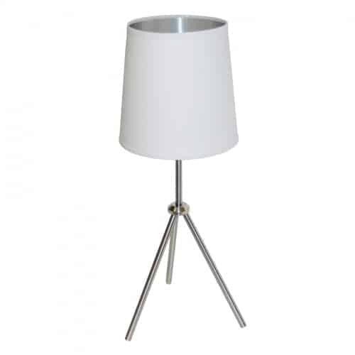 Dainolite 1 Light 3 Leg Drum Table Fixture w/White-Silver Shade OD3T-S-691-SC