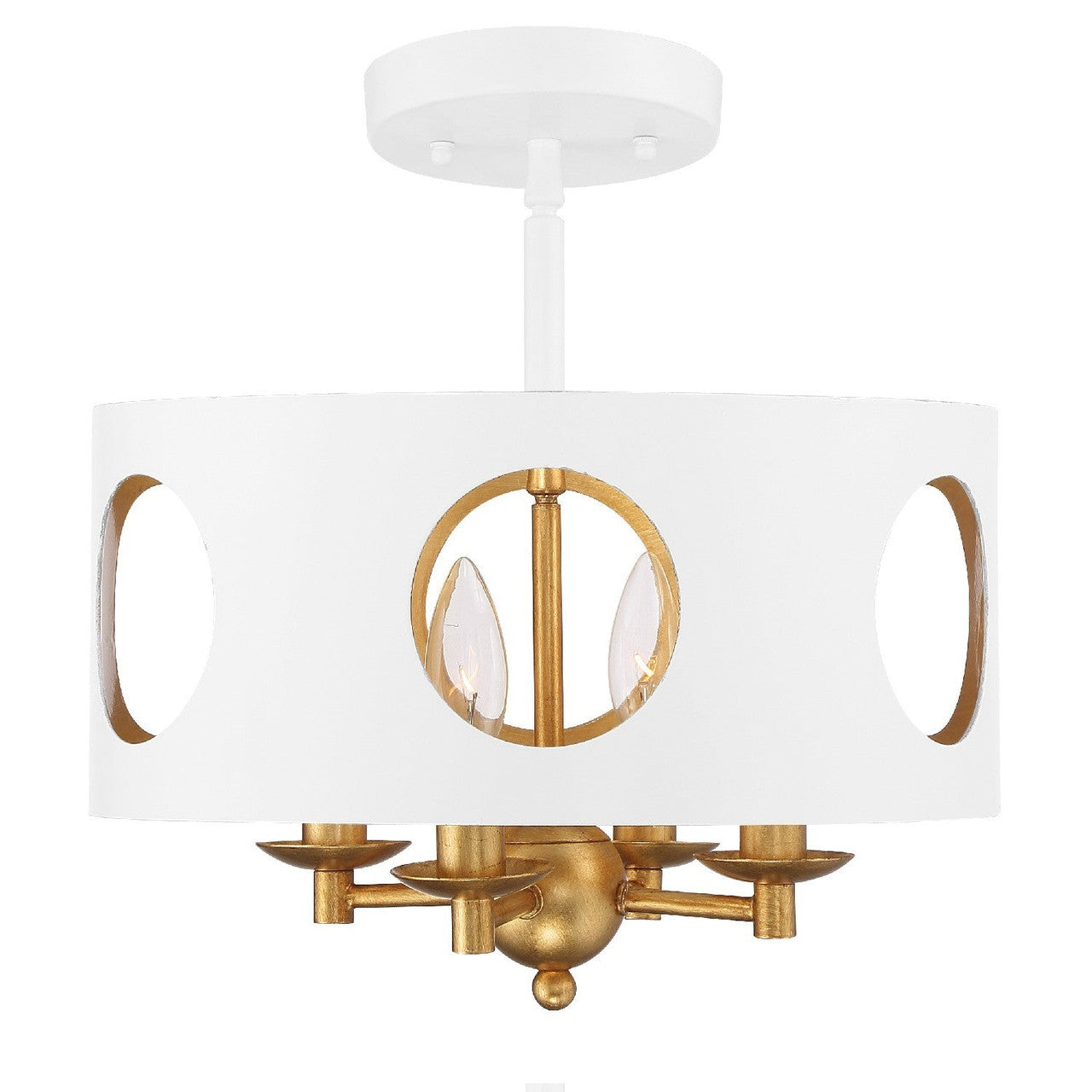 Crystorama Odelle 4 Light Matte White + Antique Gold Ceiling Mount ODE-700-MT-GA_CEILING