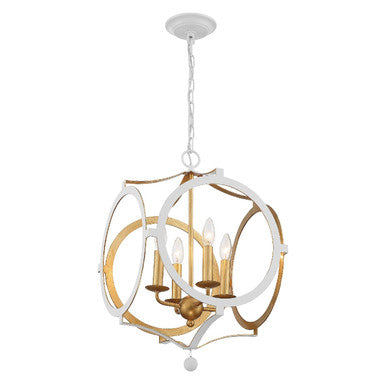 Crystorama Odelle 4 Light Matte White + Antique Gold Chandelier ODE-704-MT-GA