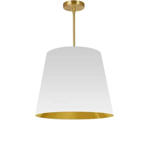 Dainolite 1 Light Oversized Drum Pendant Medium White/Gold Shade ODR-M-692