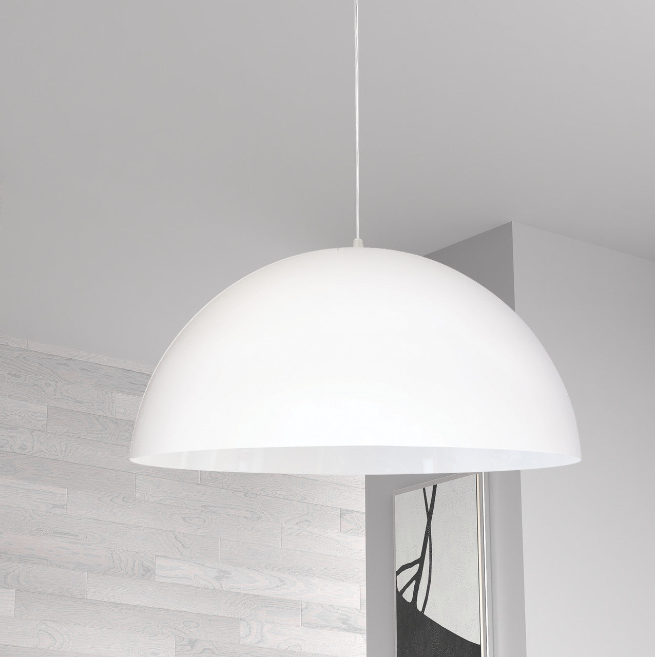 Dainolite 1 Light Incandescent Large Dome Pendant, Matte White OFE-201P-MW