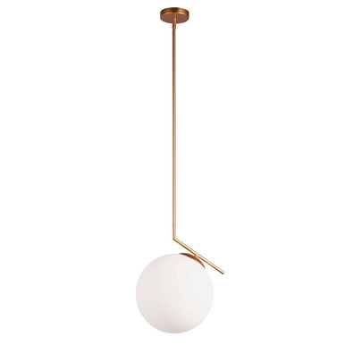 Dainolite 1 Light Incandescent Pendant, Plated Gold Finish with White Glass ORN-141P-GLD