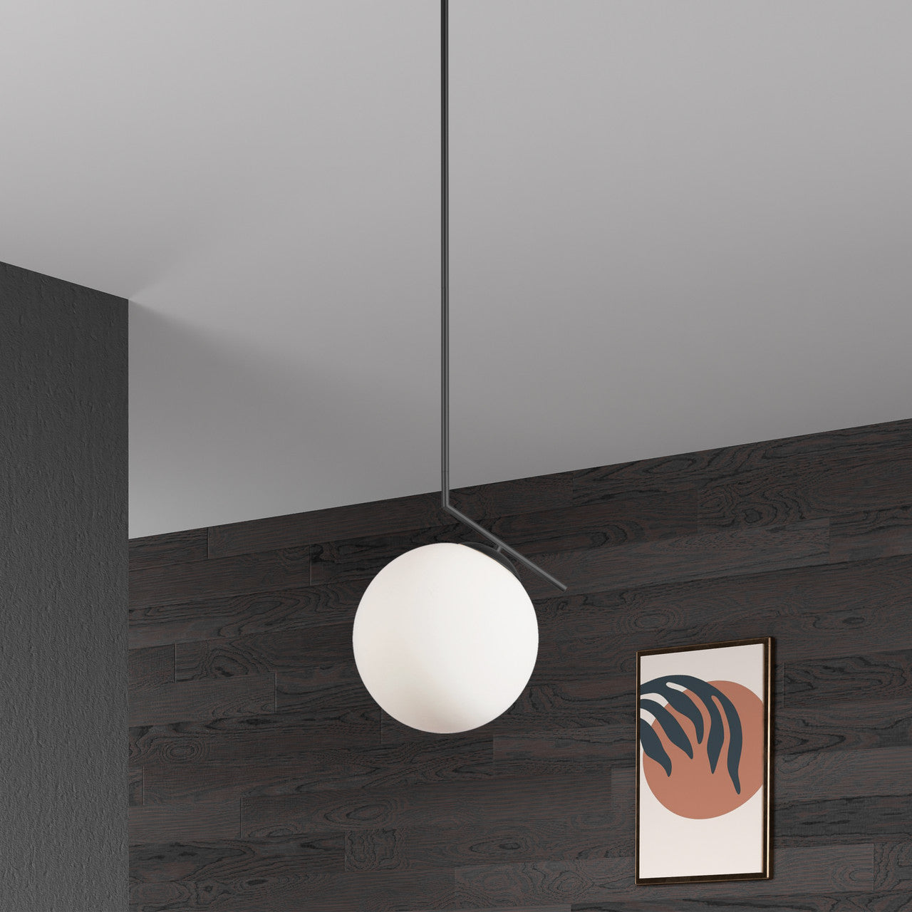 Dainolite 1 Light Incandescent Pendant, Matte Black with Opal Glass ORN-141P-MB