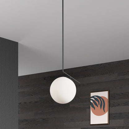 Dainolite 1 Light Incandescent Pendant, Matte Black with Opal Glass ORN-141P-MB