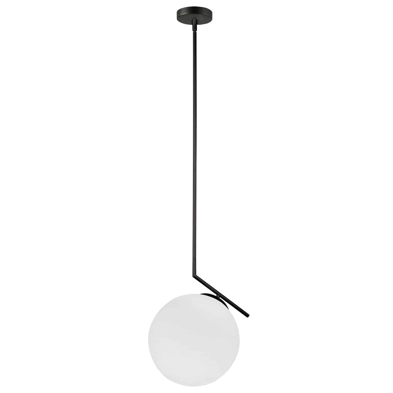 Dainolite 1 Light Incandescent Pendant, Matte Black with Opal Glass ORN-141P-MB