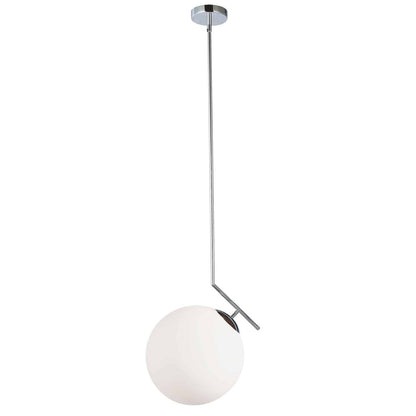 Dainolite 1 Light Incand White Glass Pendant, Polished Chrome Finish  ORN-141P-PC-WH