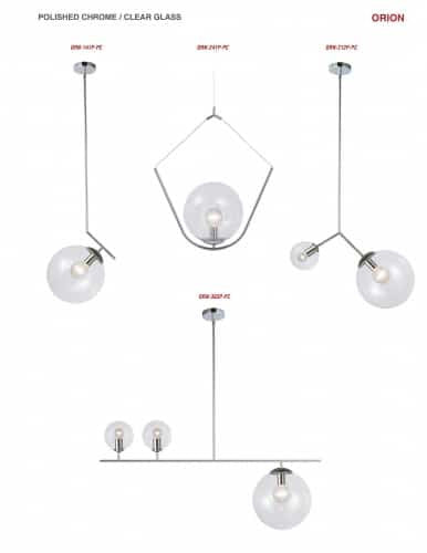 Dainolite 2 Light Incandescent Pendant, Polished Chrome Finish  ORN-212P-PC