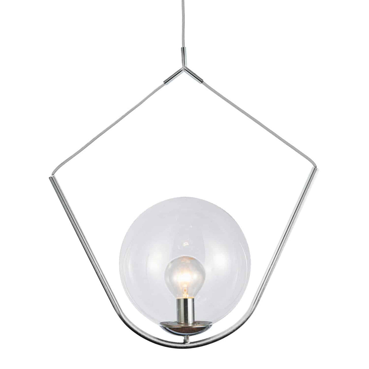 Dainolite 1 Light Incandescent Pendant Polished Chrome Finish with Clear Glass ORN-241P-PC