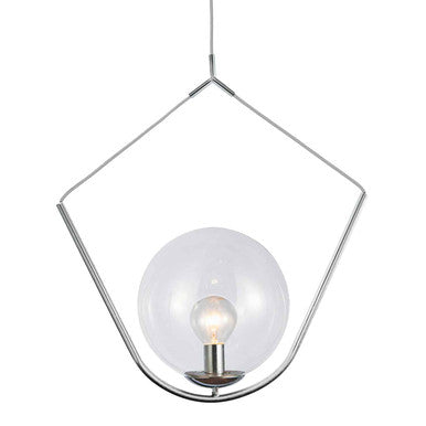 Dainolite 1 Light Incandescent Pendant Polished Chrome Finish with Clear Glass ORN-241P-PC