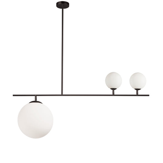 Dainolite 3 Light Incandescent Pendant, Matte Black with White Glass ORN-363P-MB