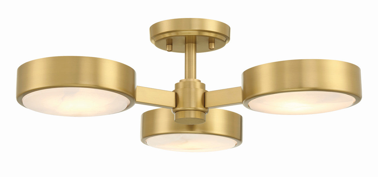 Crystorama Orson 3 Light Modern Gold Semi Flush Mount ORS-733-MG-ST