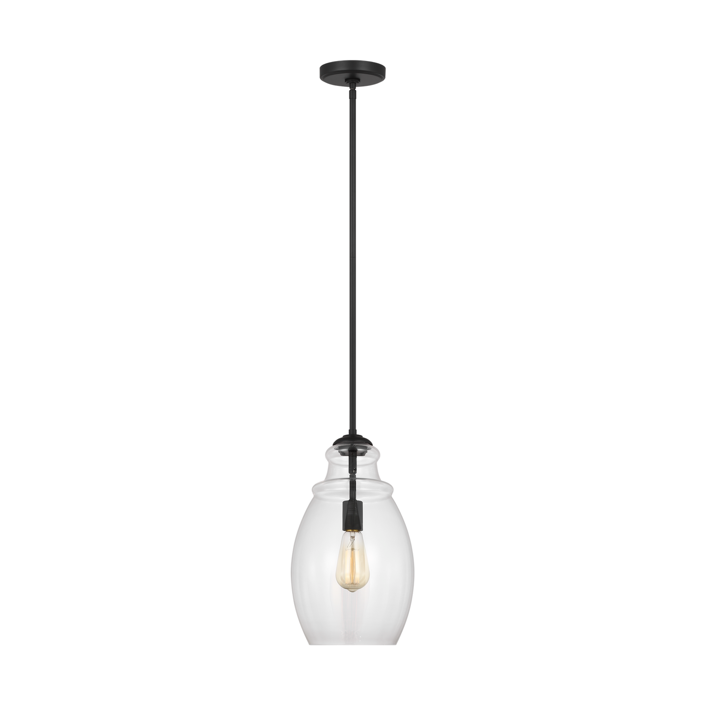 Generation Lighting Sean Lavin Marino 1-light ceiling pendant in midnight black with clear glass shade P1484MBK