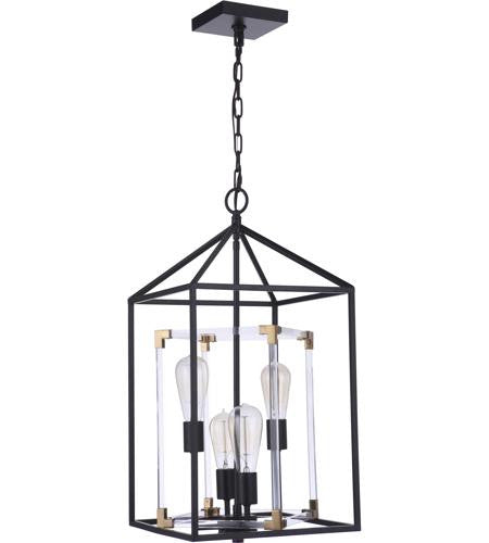 Craftmade Aaron 4 Light Pendant in Flat Black/Satin Brass P986FBSB4