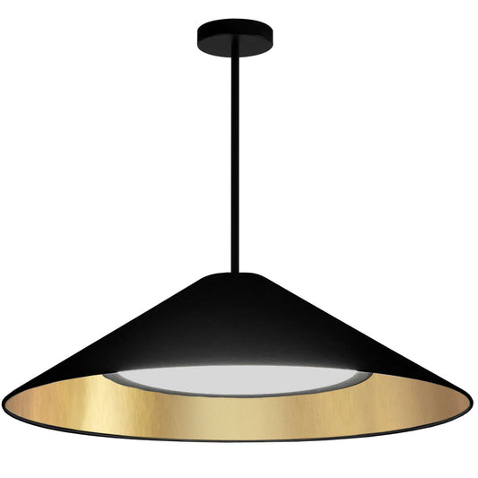 Dainolite 30W Pendant, Matte Black w/ Fabric Shade PAD-2630P-MB-698