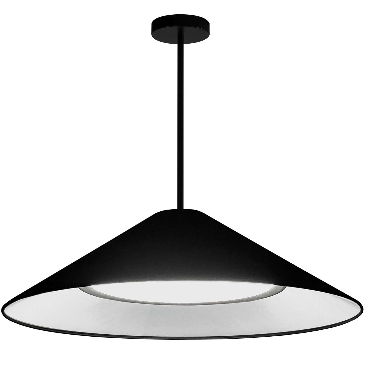 Dainolite 30W Pendant, Matte Black w/ Fabric Shade PAD-2630P-MB-797