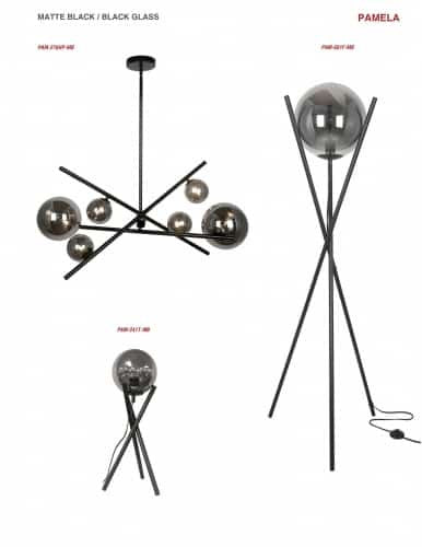 Dainolite 1 Light Incandescent Floor Lamp Matte Black Finish with Smoked Glass PAM-601F-MB