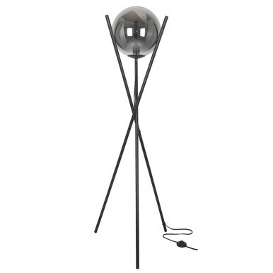 Dainolite 1 Light Incandescent Floor Lamp Matte Black Finish with Smoked Glass PAM-601F-MB