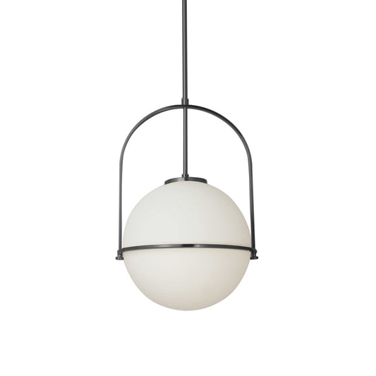 Dainolite 1 Light Incandescent Pendant, Matte Black with White Opal Glass PAO-121P-MB