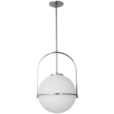 Dainolite 1 Light Incandescent Paola Pendant Polished Chrome w/ White Glass PAO-121P-PC