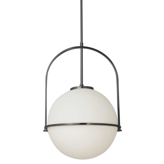 Dainolite 1 Light Incandescent Pendant, Matte Black with White Opal Glass PAO-161P-MB