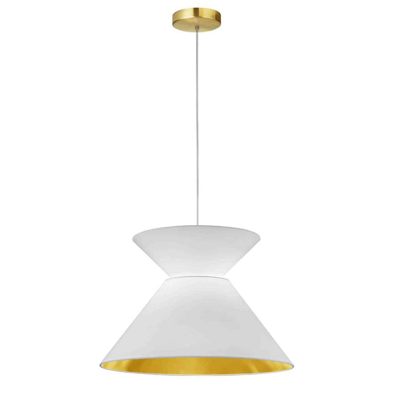 Dainolite 1 Light Patricia Pendant, Aged Brass with White/Gold Shade PAT-181P-AGB-692