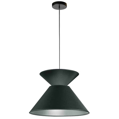 Dainolite 1 Light Patricia Pendant, Matte Black with Black/Silver Shade PAT-181P-BK-697