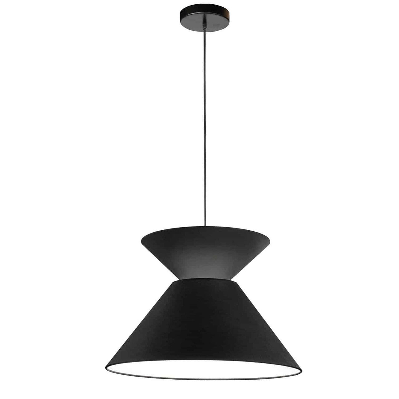 Dainolite 1 Light Patricia Pendant, Matte Black with Black Shade PAT-181P-BK-797