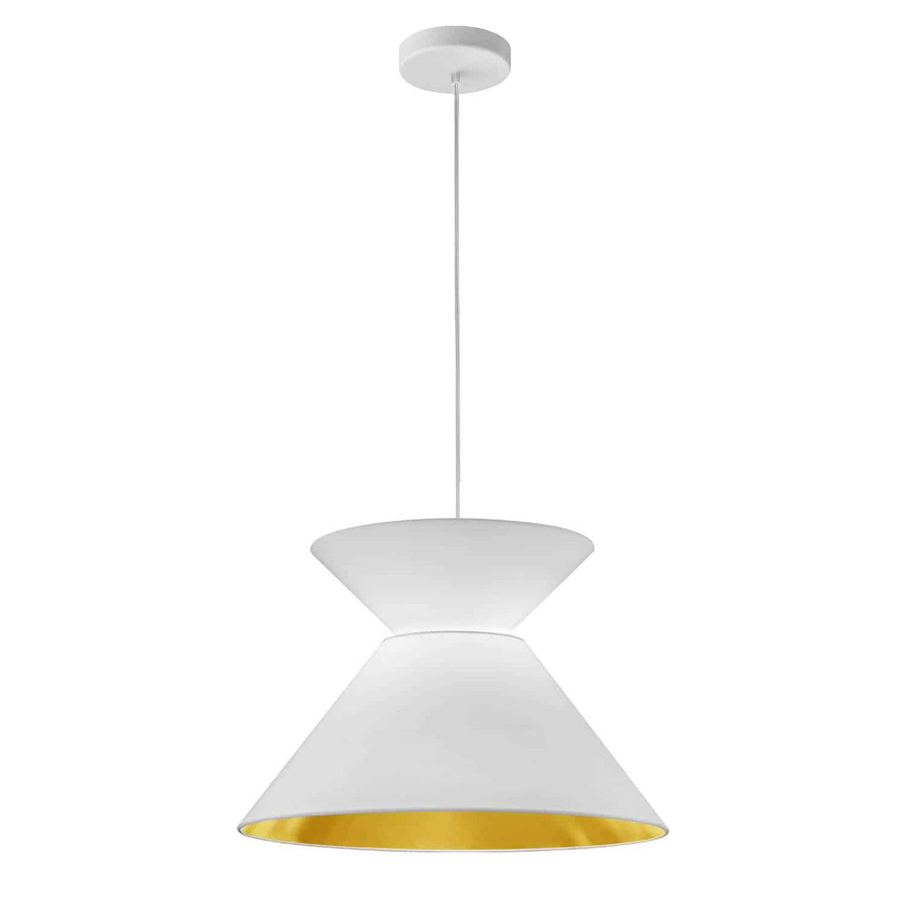 Dainolite 1 Light Patricia Pendant, White with White/Gold Shade PAT-181P-WH-692