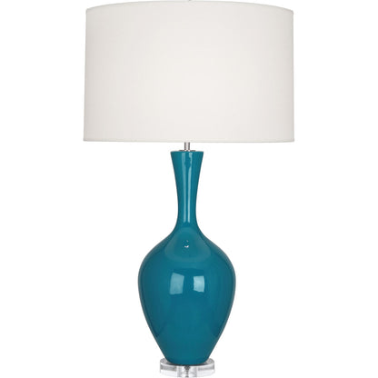 Robert Abbey  Peacock Audrey Table Lamp in Peacock Glazed Ceramic PC980