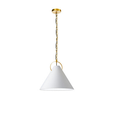 Dainolite 1 Light Incandescent Pendant, Aged Brass with White Shade PCN-161P-AGB-790