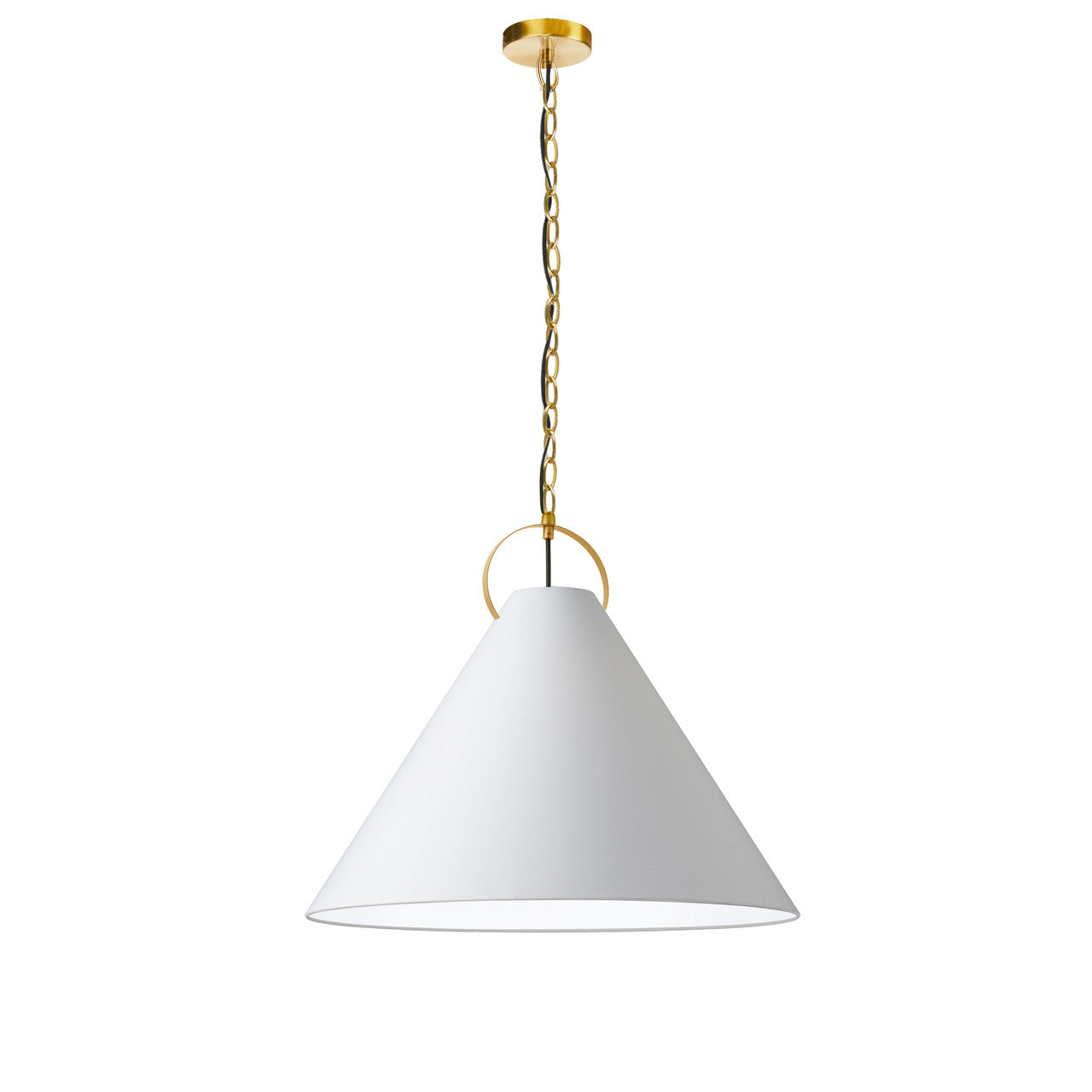 Dainolite 1 Light Incandescent Pendant, Aged Brass with White Shade PCN-241P-AGB-790