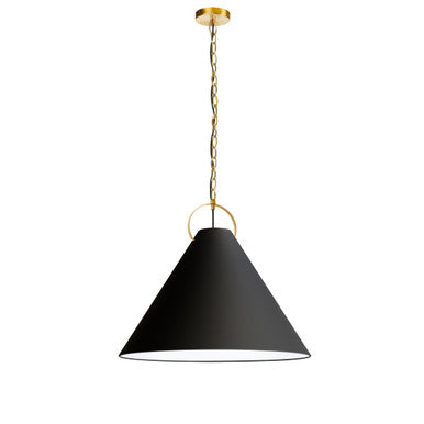 Dainolite 1 Light Incandescent Pendant, Aged Brass with Black Shade PCN-241P-AGB-797