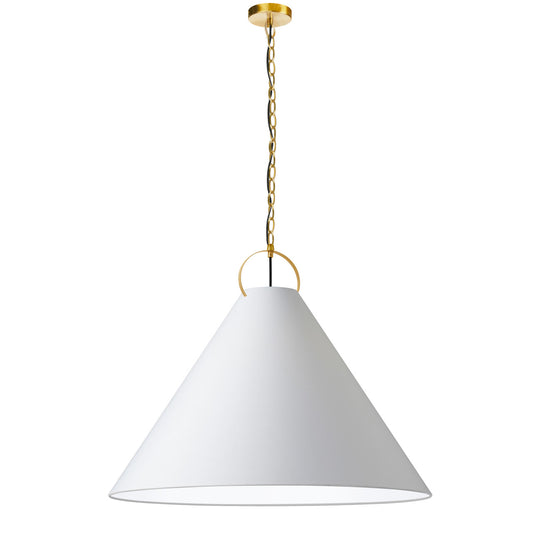 Dainolite 1 Light Incandescent Pendant, Aged Brass with White Shade PCN-321P-AGB-790