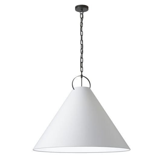 Dainolite 1 Light Incandescent Pendant, Matte Black with White Shade PCN-321P-MB-790