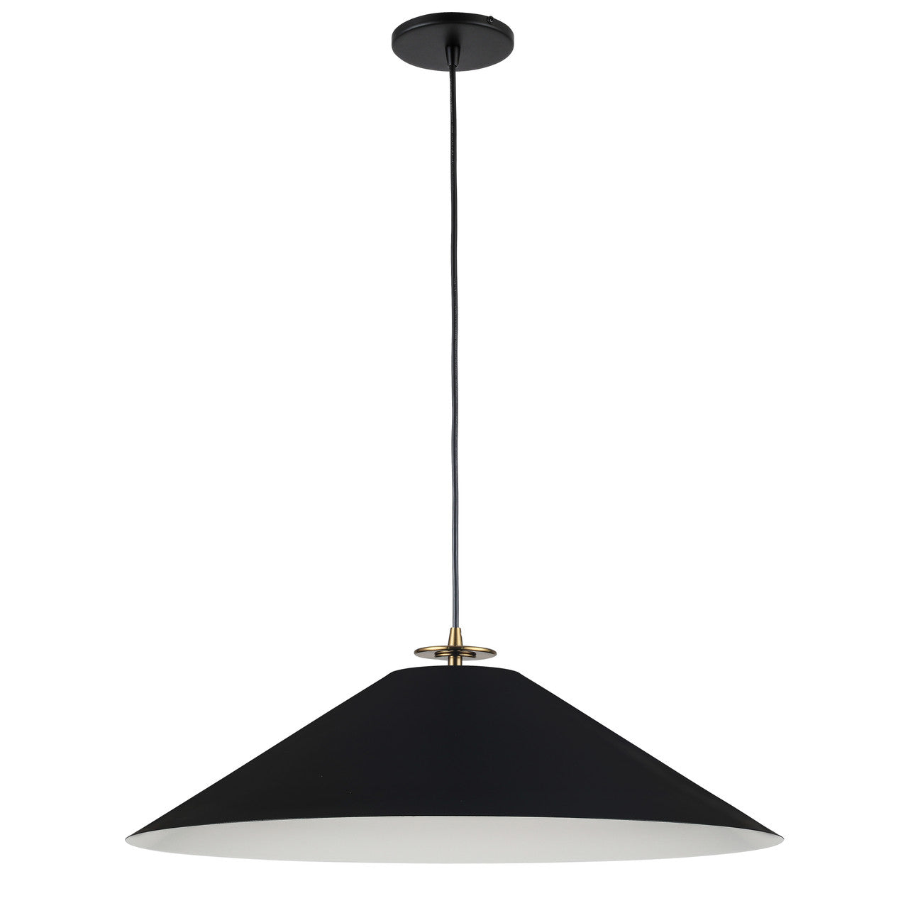 Dainolite 1 Light Incandescent Pendant, Aged Brass and Matte Black PDC-241P-AGB-MB